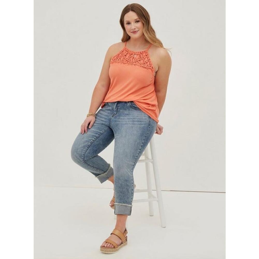 Torrid Knit Macrame High Neck Tank Size 2 in "Pink"